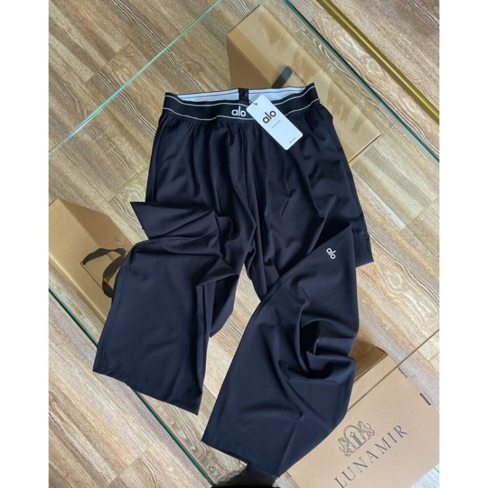 Alo Yoga Suit Up Black Trouser Quick-Dry Wide-leg Sport Pants Size S NWT
